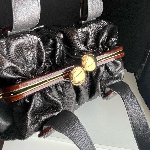 Marc Jacobs Snake Skin & Leather Karen Stam Kisslock Satchel Italy Y2K - Picture 6 of 16